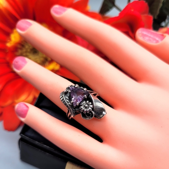🌸Unique, amethyst sterling 925 silver custom ring - Picture 3 of 4